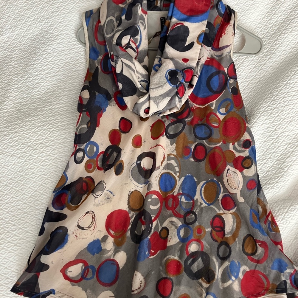 Manila grace sleeveless blouse with Abstract Pattern size 46 made in italy